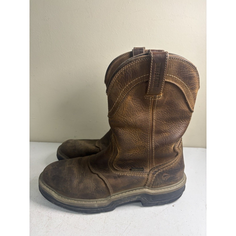 Wolverine Anthem Western Wellington Men's 10 1/2M  Brown Leather Work Boots